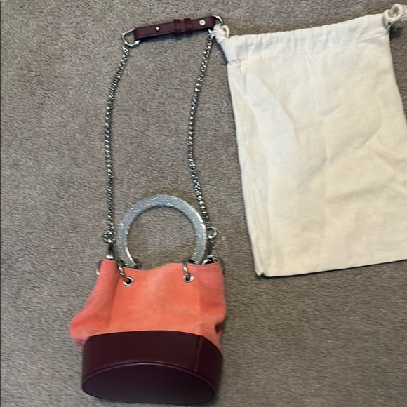 Milanblocks Coral and Burgundy Suede Bag - Picture 13 of 15